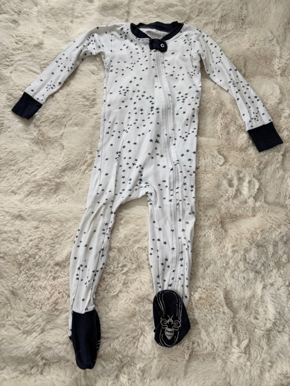 Burt’s Bees Baby Navy Star Print Kids One-Piece Footed Pajamas